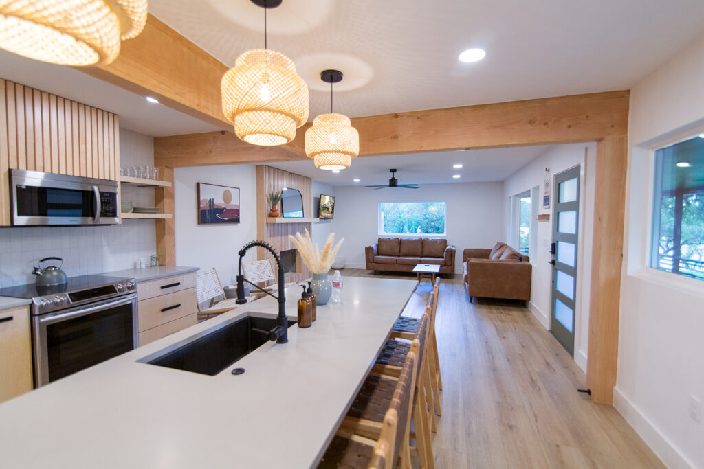 Five Oaks Custom Builders - Interior of a renovated kitchen with wood finish in Austin, Texas area